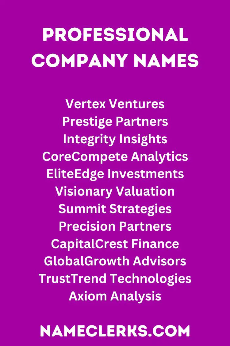 Professional Company Names