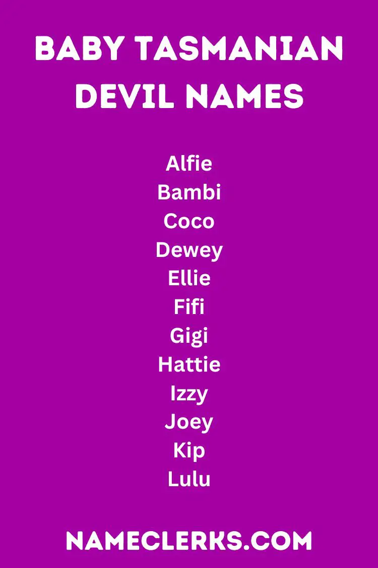 Baby Tasmanian Devil Names
