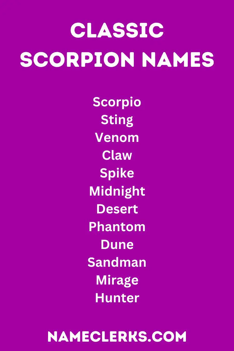 Classic Scorpion Names
