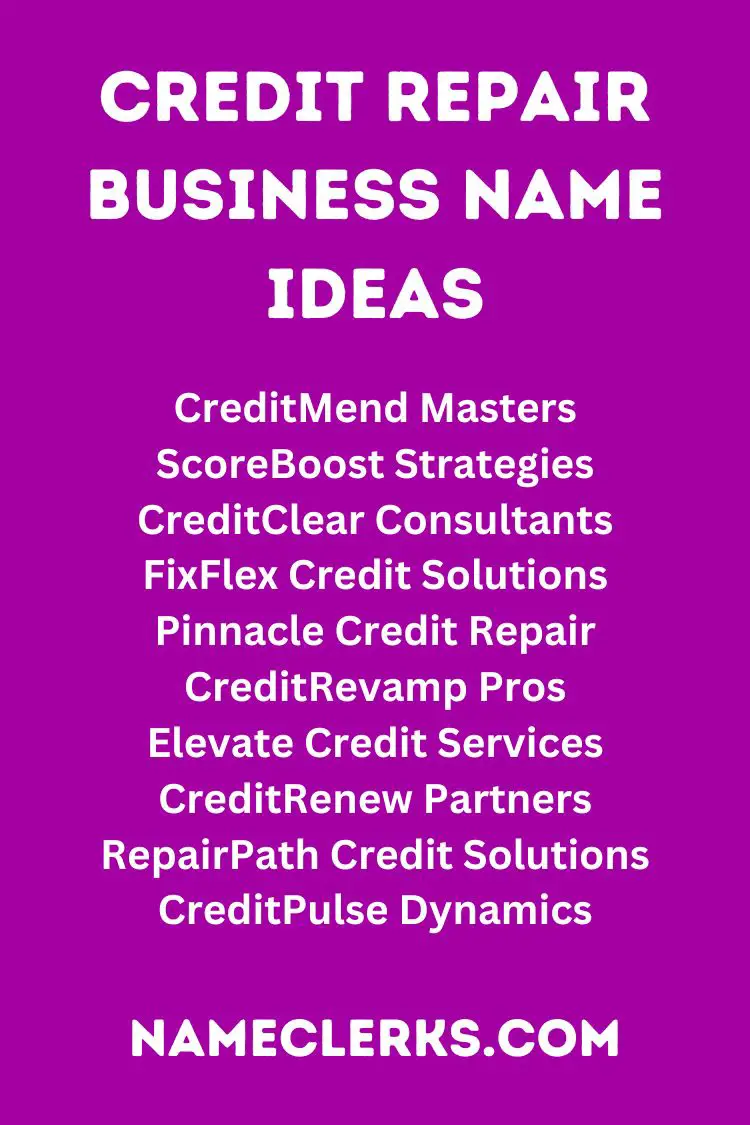 Credit Repair Business Name Ideas