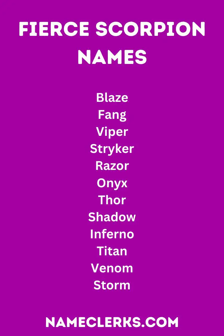 Fierce Scorpion Names