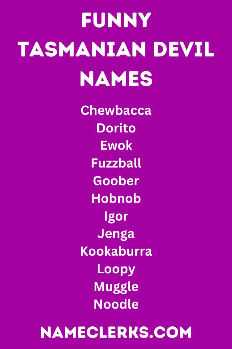 Funny Tasmanian Devil Names