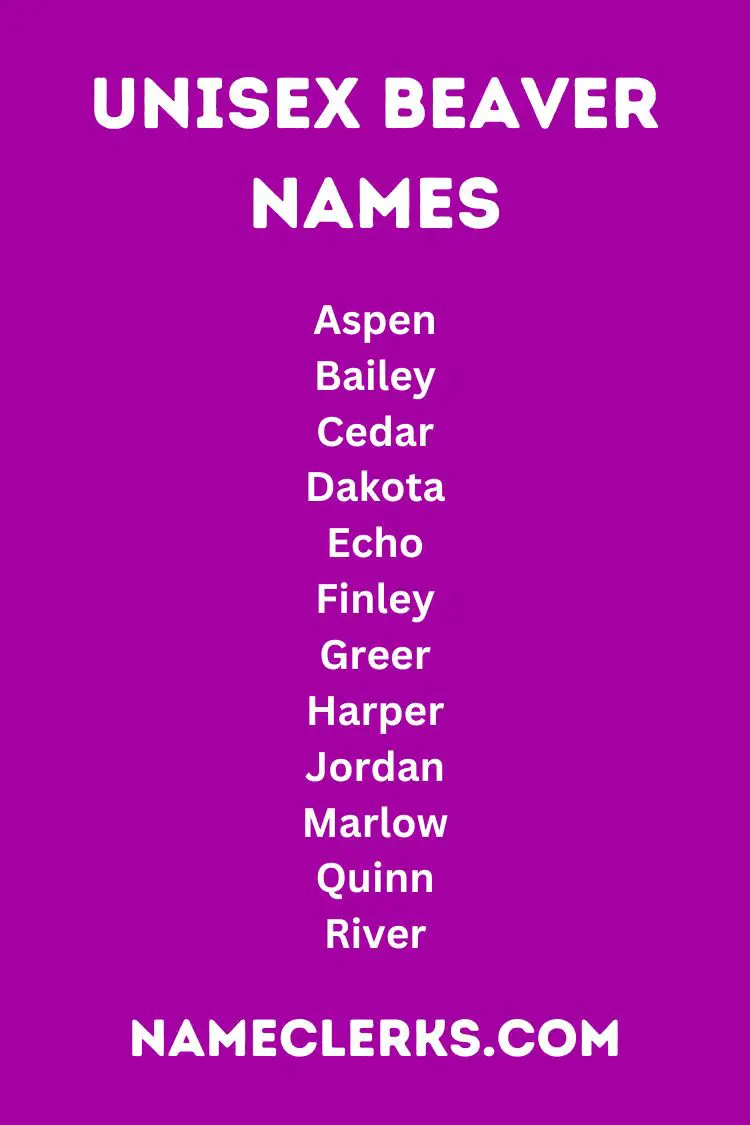 Unisex Beaver Names